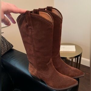 Frye Suede Cowboy Boots